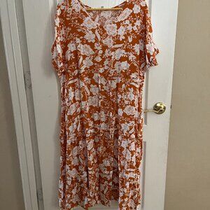 Sign Here mid length floral print dress, new without tags